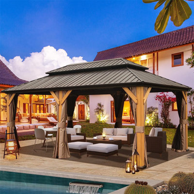 mondawe Dorey 20 Ft. W x 12 Ft. D Solid Wood Patio Gazebo mondawe Dorey 20 Ft. W x 12 Ft. D Solid Wood Patio Gazebo